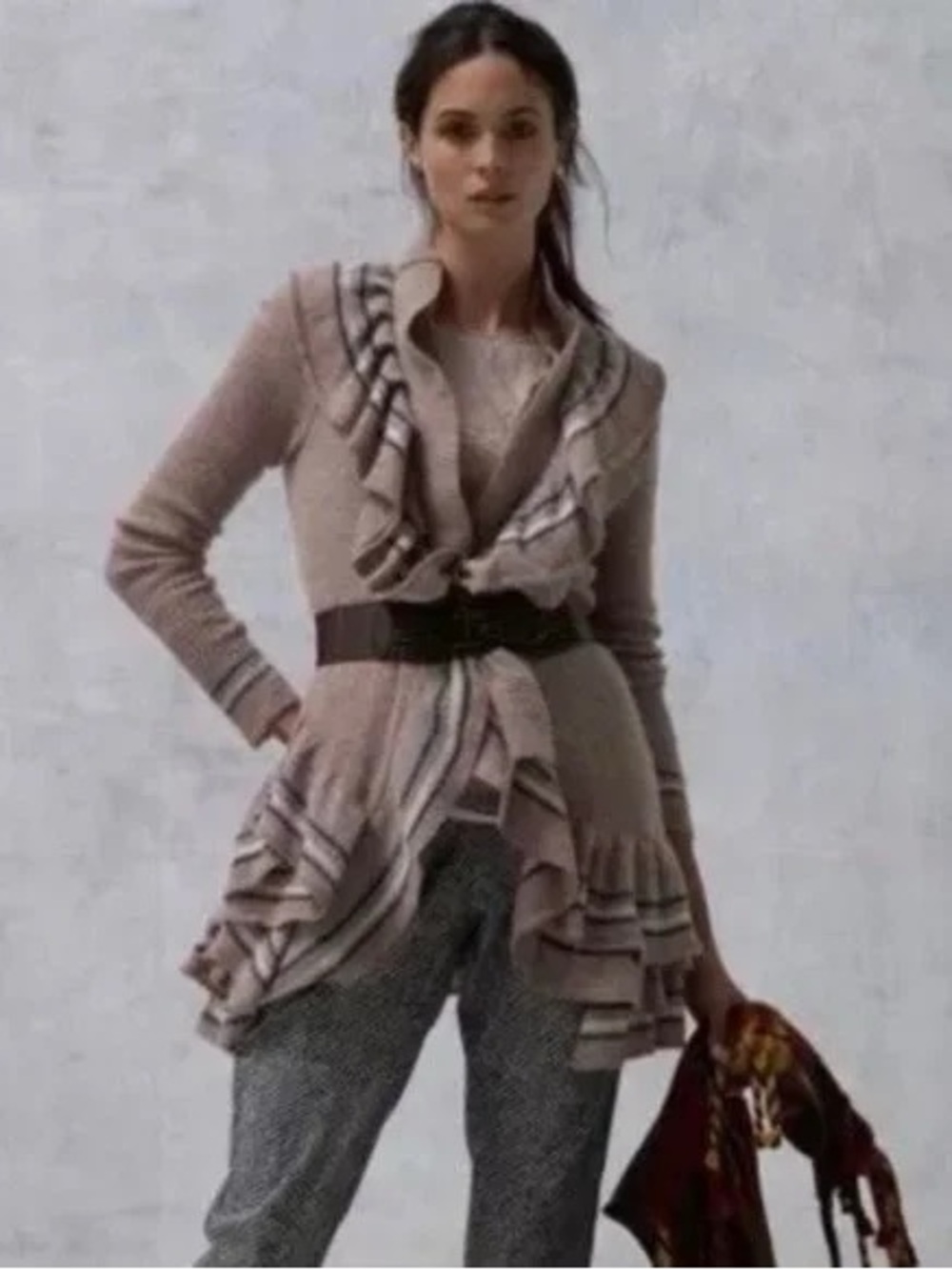 Sparrow Anthropologie Ruffled Open-Front Women's Sweater Cardigan Lambswool - XS